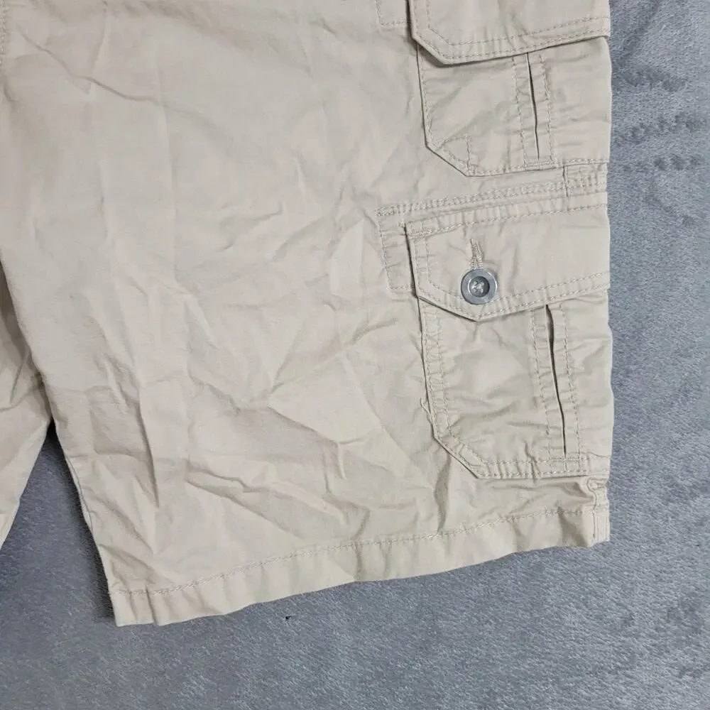 Wrangler Iron Cargo Shorts Mens Size‎ 38 Beige Tan Comfort Waist Strap